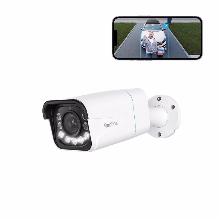 Telecamera di sorveglianza Reolink 4K 8MP PoE, zoom 5X, rilevamento persone/veicoli/animali, visione notturna a colori, facile configurazione PoE, IP67