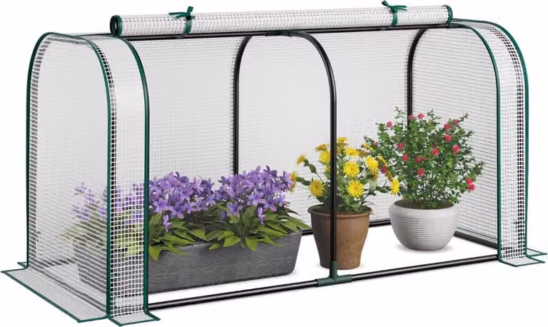 Mini serra con porta avvolgibile con cerniera, copertura in PE, 118x55x60 cm