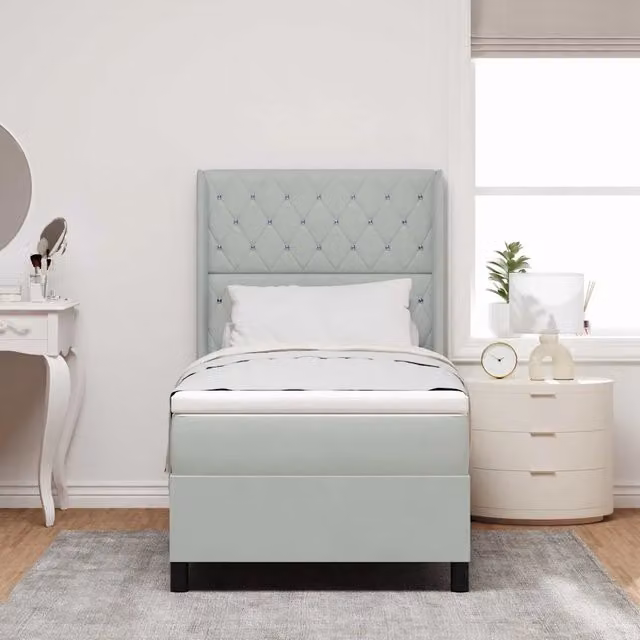 Letto a molle con materasso vidaXL in velluto grigio, L/P/H: 90 x 190 x 140 cm