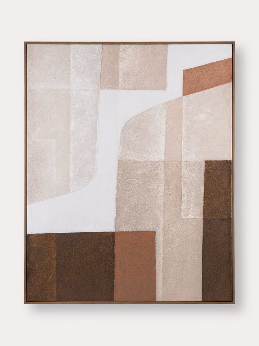 Quadro astratto moderno Miss Kenay Home, colori marrone e beige, L: 80 cm x H: 100 cm – 2