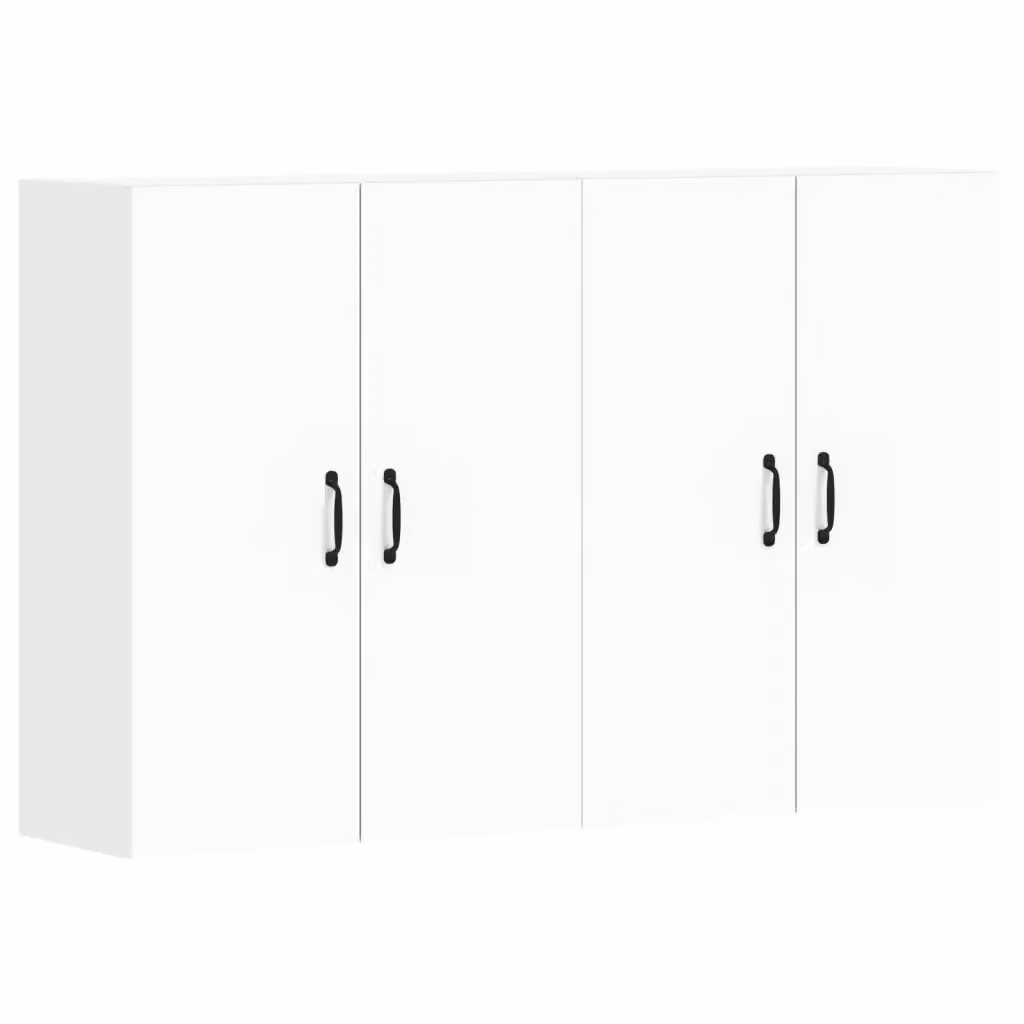 Set di 2 armadietti da parete vidaXL bianchi in legno e metallo per bagno con ante a battente
