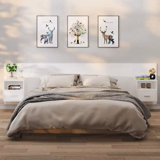 Set di 2 comodini sospesi Design Mania bianchi in legno opaco