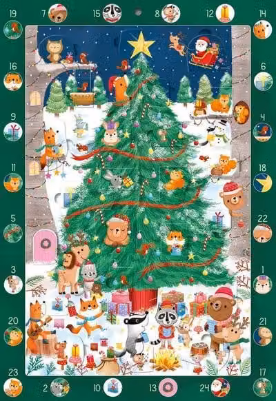 Il mio calendario dell'Avvento "Trova l'oggetto": un albero di Natale pieno di colori