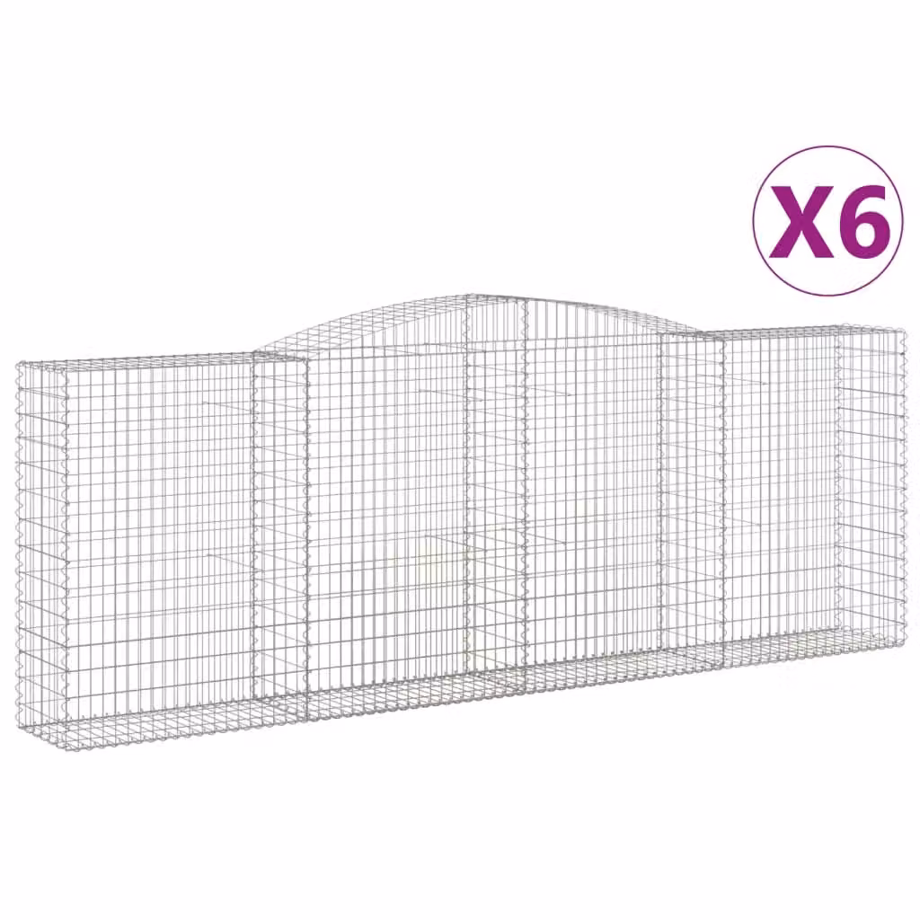 Cesti Gabbioni ad Arco 6 pz 400x50x140/160 cm Ferro Zincato