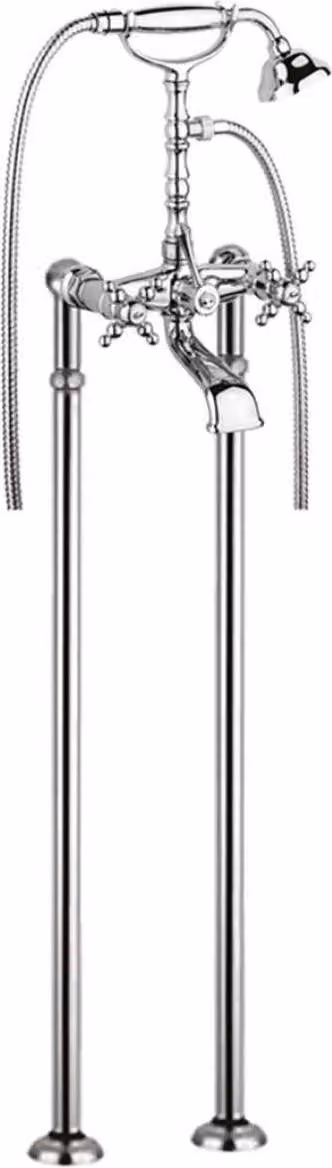 Casa Padrino rubinetto per vasca in stile liberty argento H. 105,5 cm - Rubinetto per vasca da bagno nostalgico con doccia e piedini