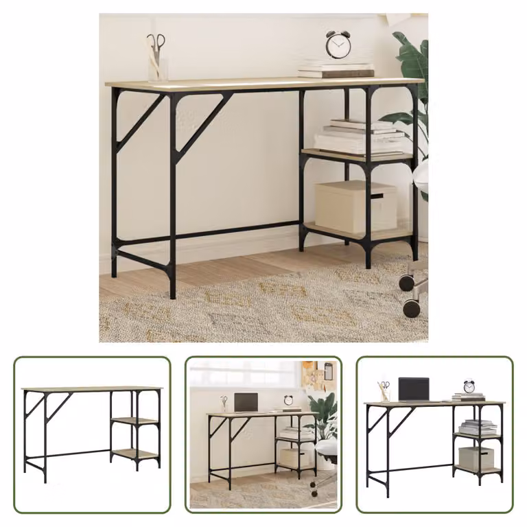 The Living Store Scrivania rovere Sonoma 120x50x75 cm metallo materiale legno