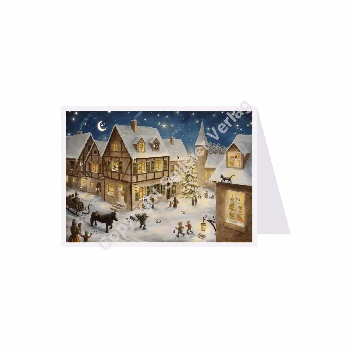 Sellmer, V: Calendario dell'Avvento a tema cartoline, "La vigilia di Natale nel..."