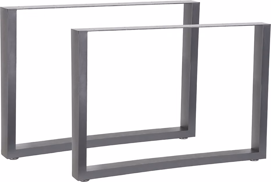 Set di 2 pattini per tavolo in acciaio 100×72 cm grigio, stile industriale, protezioni per il pavimento