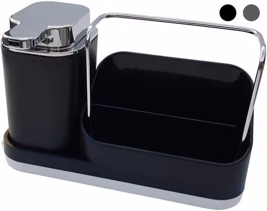Organizer da lavello premium per la cucina, di alta qualità e robusto, lavello da cucina, lavastoviglie, supporto per lavello da cucina, portabottiglie, organizer per stoviglie, attrezzatura per il lavaggio delle stoviglie (nero)