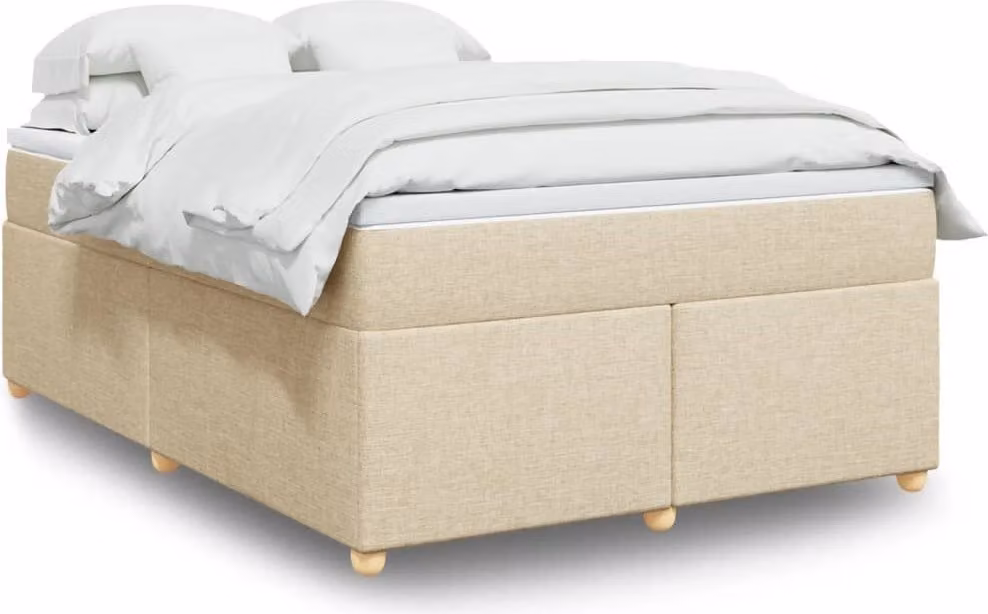 Maison Exclusive - Letto boxspring con materasso Crema 140x200 cm Tessuto