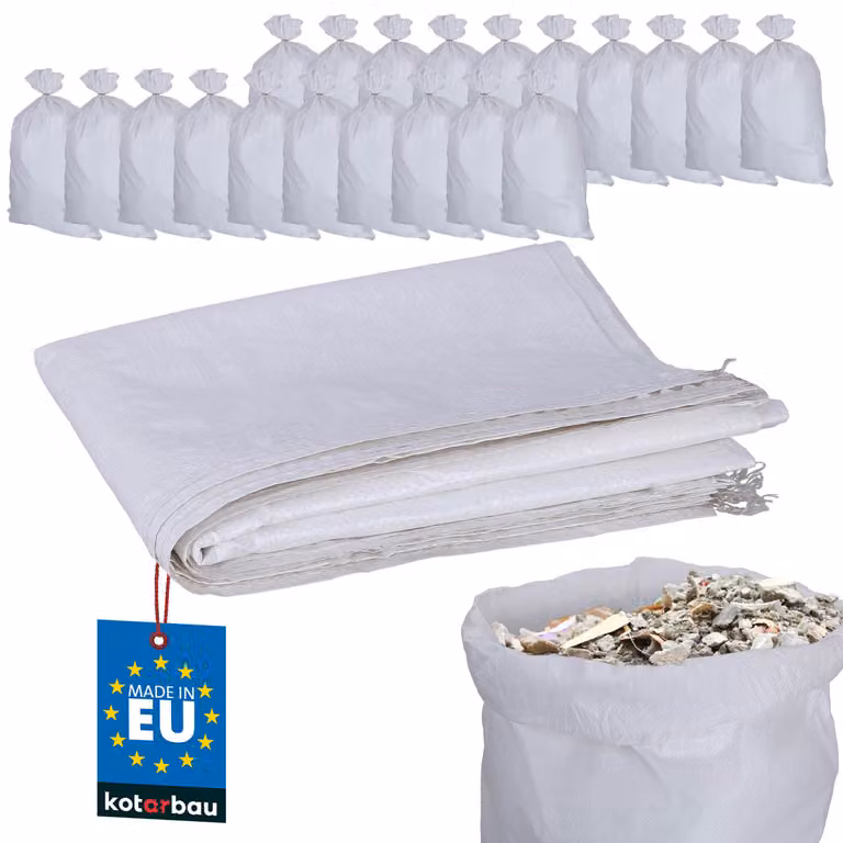 KOTARBAU® Set di 20 sacchi in PP 60x105cm 50kg per carichi pesanti bianco