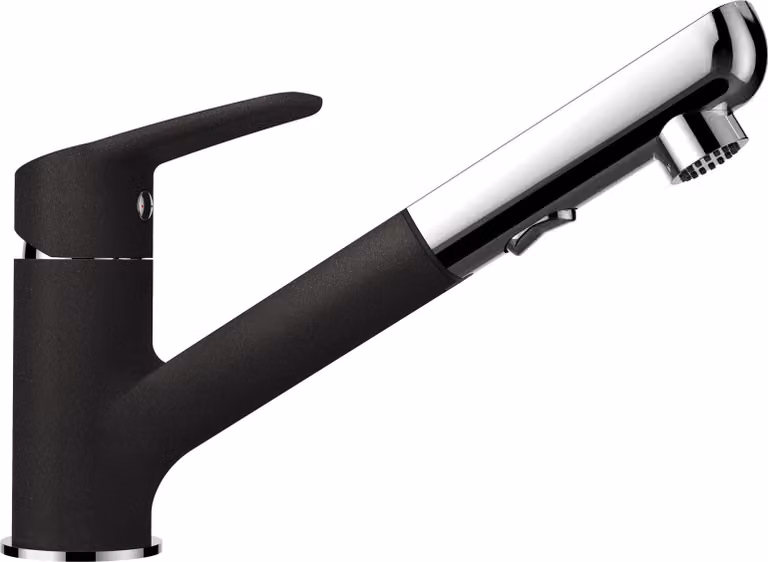 Rubinetto Schock Daja 522120GNE, Nero, alta pressione, bocca estraibile