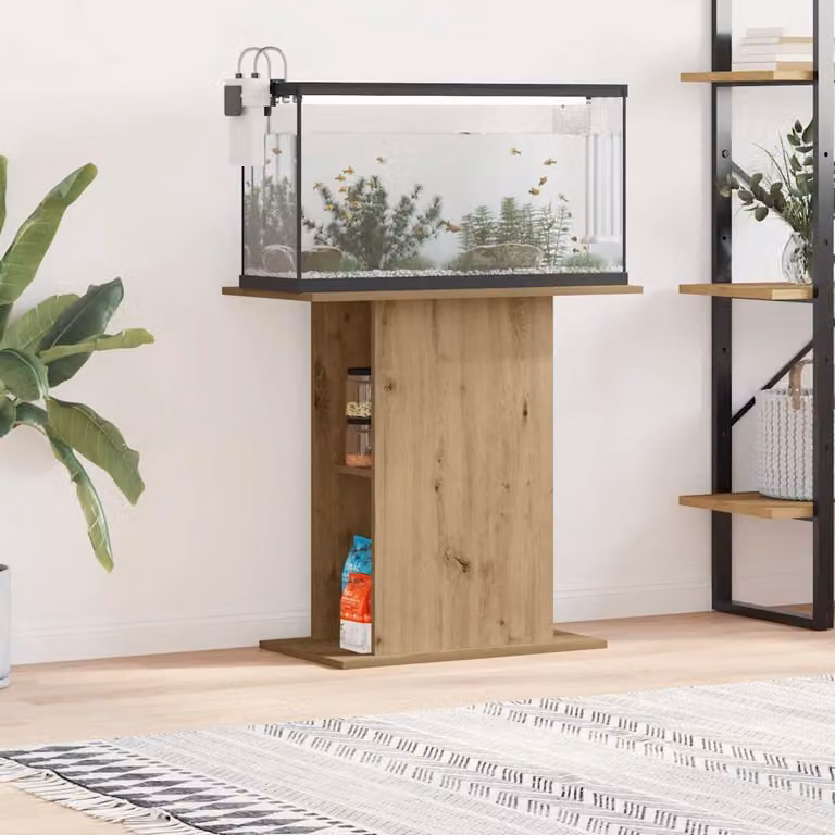 vidaXL Supporto per acquario artigianale in legno ingegnerizzato rovere, L/P/H: 75 x 36 x 72,5 cm
