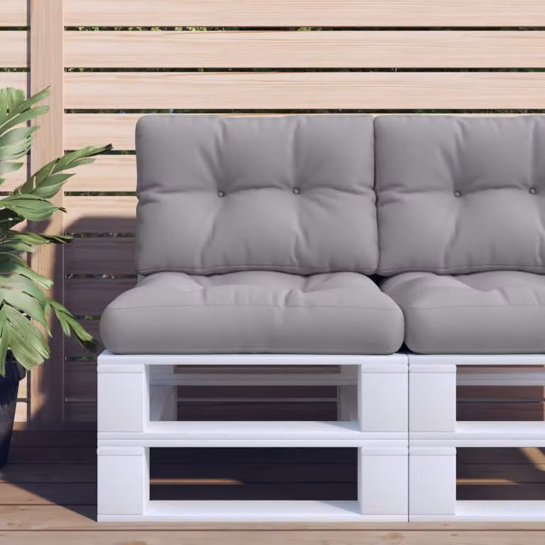 vidaXL Set di 2 Cuscini per Pallet Quadrati in Poliestere Grigio, Idrorepellenti e Resistenti ai Raggi UV
