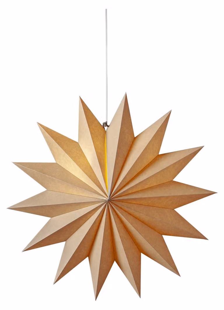 Grande stella di carta, modello "Plain", a 14 punte, semplice, color naturale, diametro 60 cm