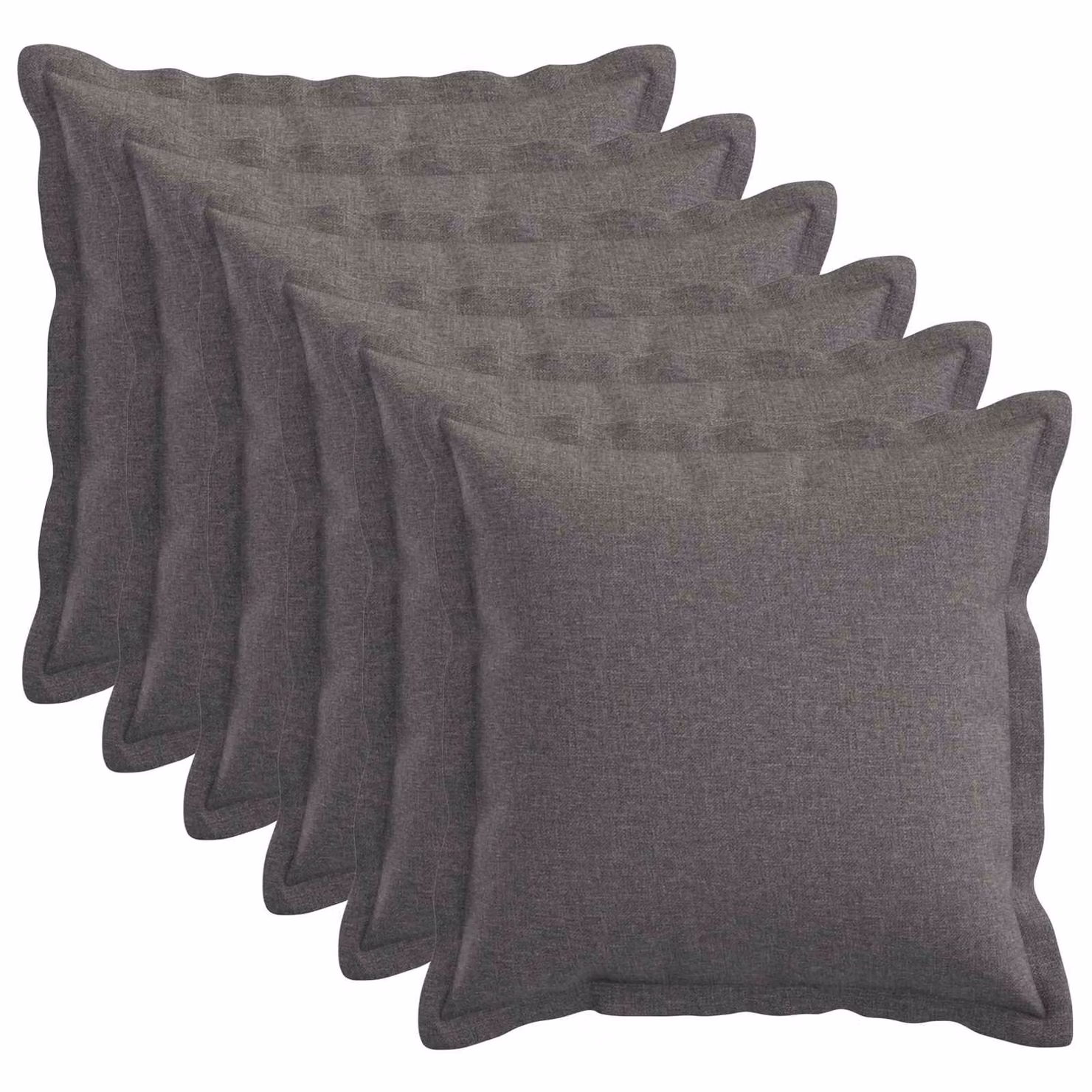 Set di 6 cuscini quadrati vidaXL HOUTEN in lino grigio chiaro con fodera lavabile