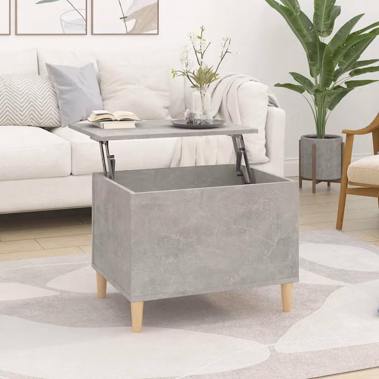 vidaXL Tavolino da Salotto Moderno Grigio Cemento in Legno e MDF L: 60 cm, P: 44,5 cm, H: 45 cm