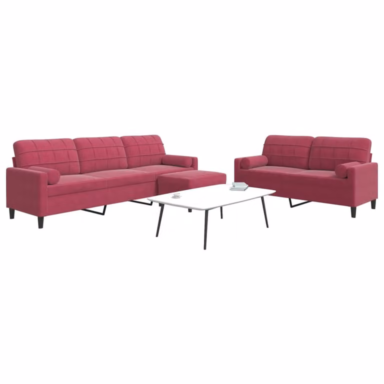 Maison Exclusive - Set divano 3 pezzi con cuscini e cuscini cervicali in velluto bordeaux