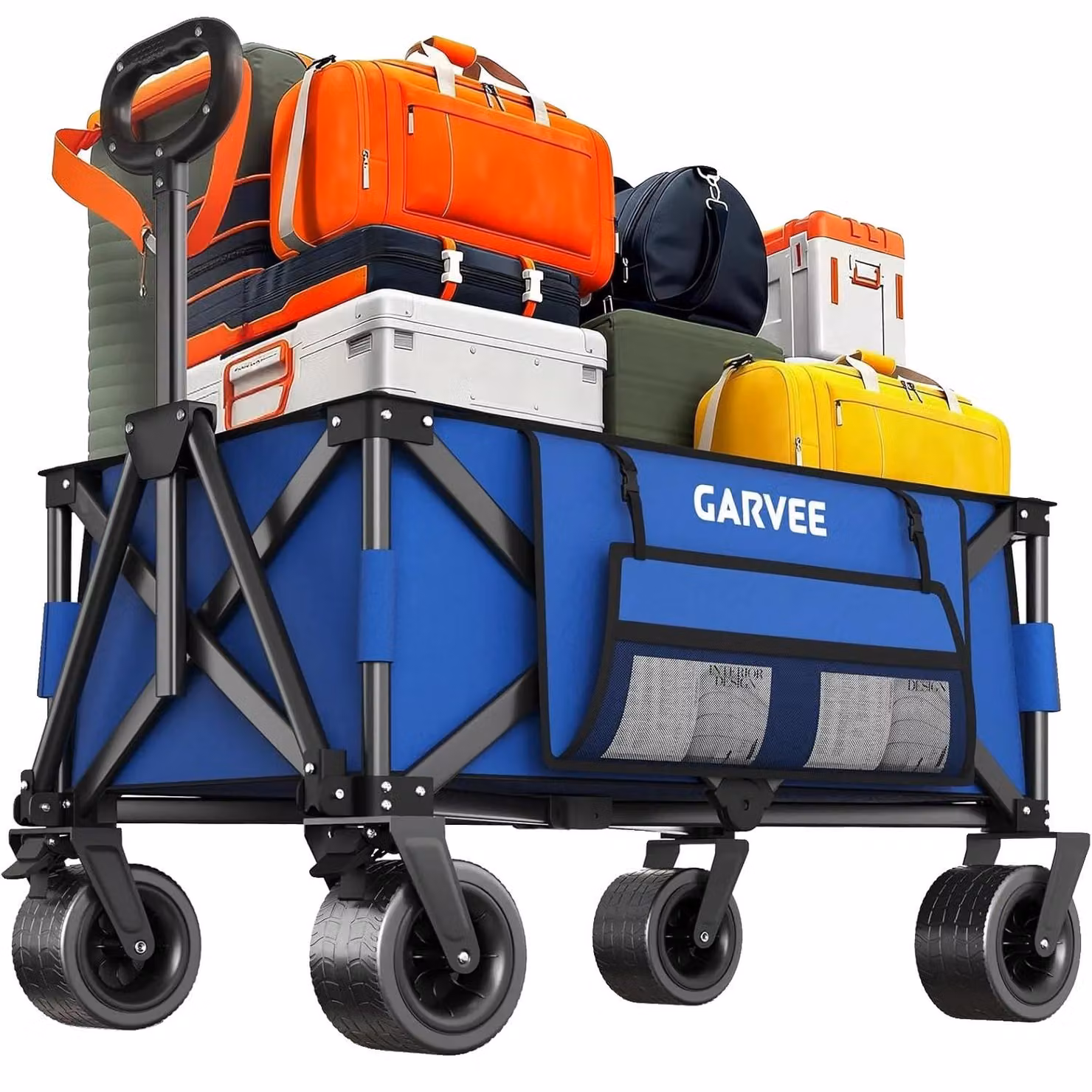 Carrello a mano, capacità di carico 200 kg, pneumatici per terreni accidentati, colore blu