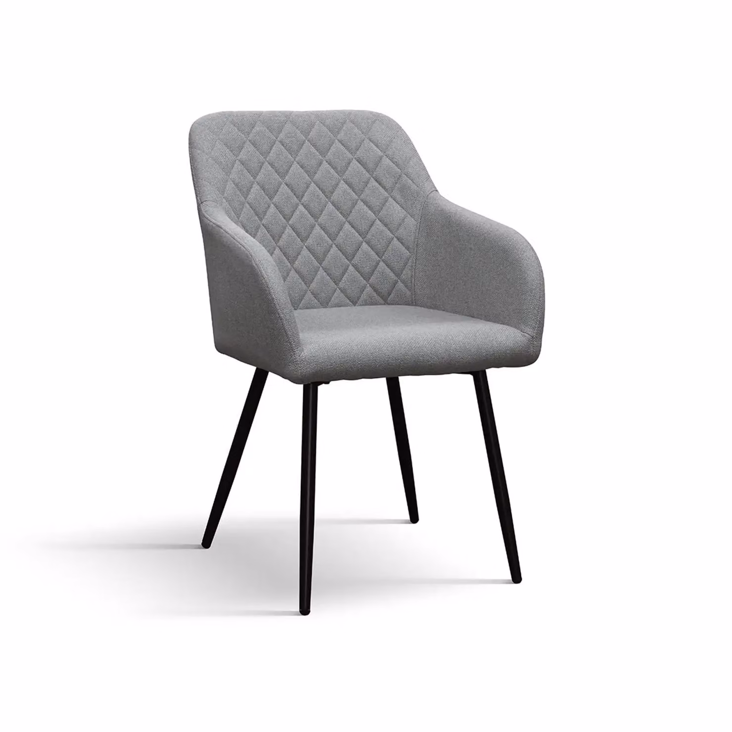Set di sedie LISBONA in tessuto grigio e gambe in metallo nero, con braccioli