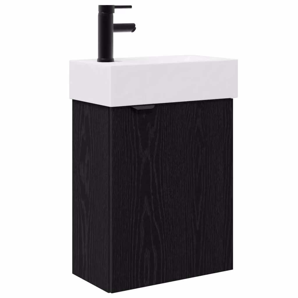 Mobile bagno moderno vidaXL sospeso con lavabo in ceramica bianco e nero L/P/H: 45,5 x 22,5 x 84 cm – 2