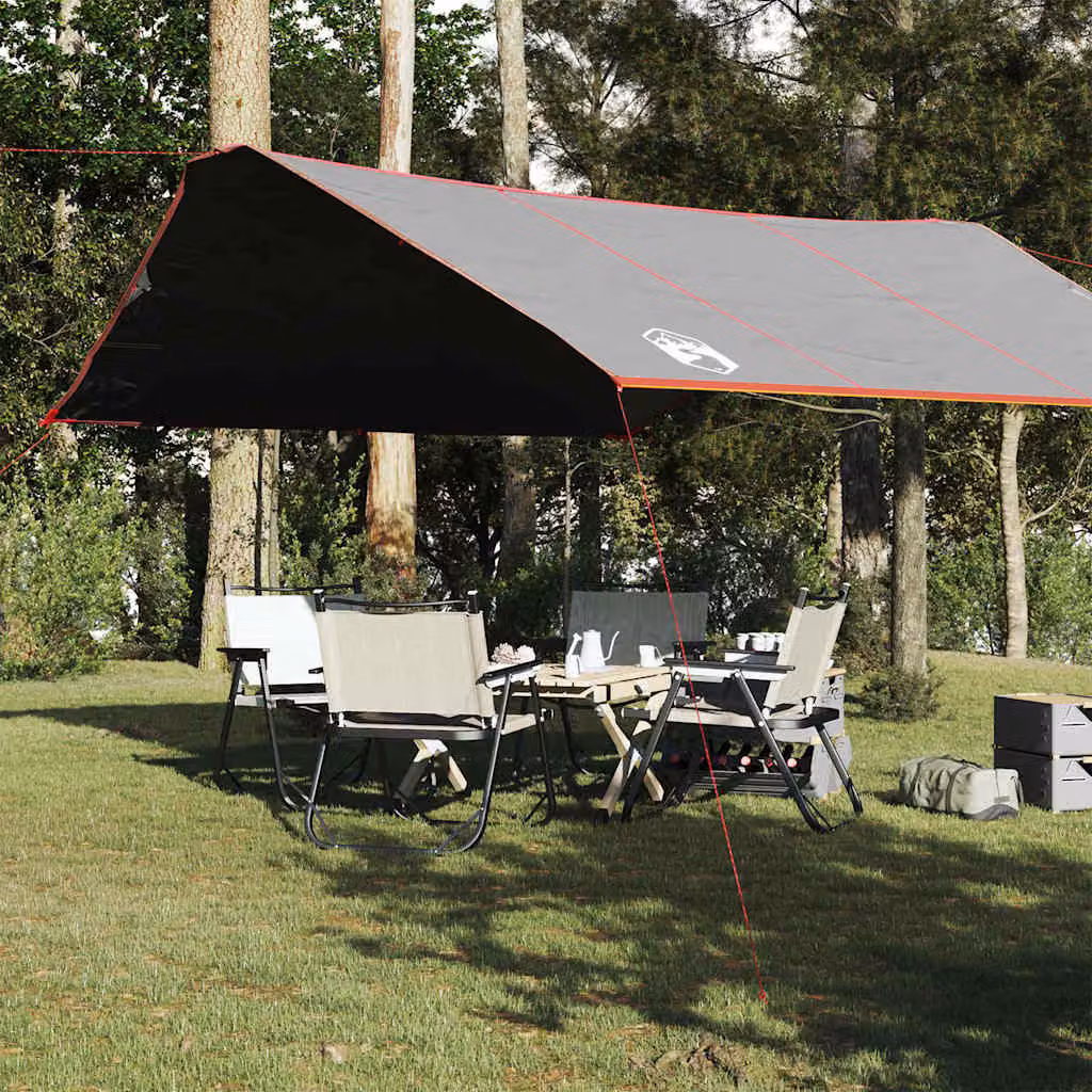 Telone da campeggio impermeabile vidaXL in poliestere Grigio/Arancione 420x440 cm