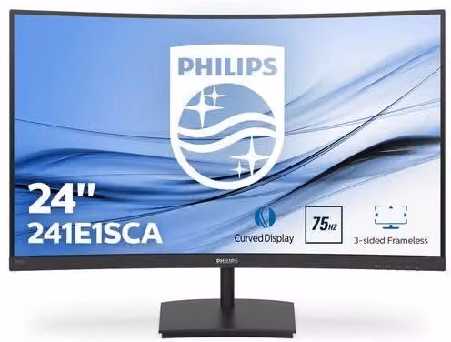 Monitor PC Philips E-Line 241E1SCA/00 da 23,6 pollici Full HD con pannello VA, 75Hz, Nero