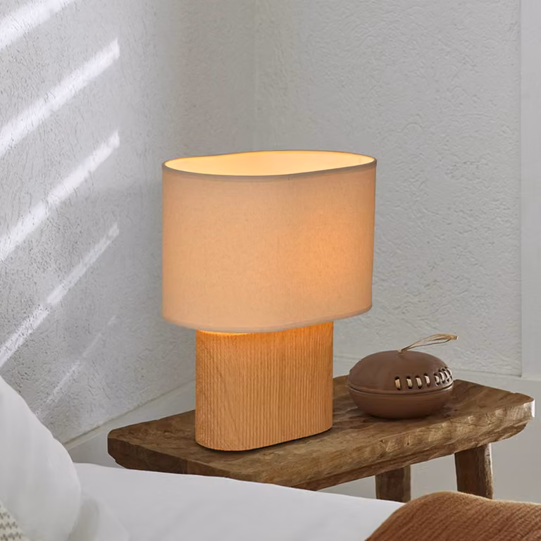 COREP Lampada da tavolo Santorini, Legno chiaro, Soggiorno / Sala da pranzo, Ceramica, Lampada da tavolo