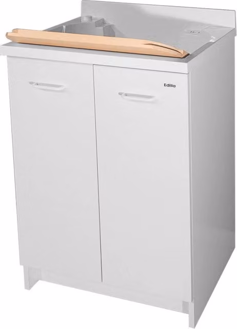 Mobile Lavatoio 60x50x85cm 2 Ante Asse in Legno Montegrappa Edilla Bianco con Cesto
