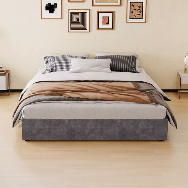 letto moderno tessuto grigio 160 x 200 cm