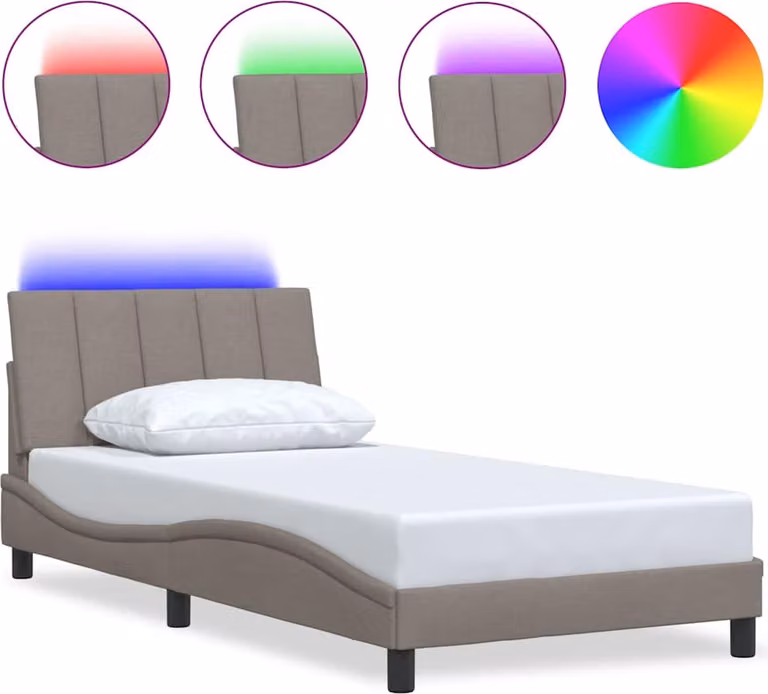 Struttura letto senza materasso "Hanko" Taupe 100x200 cm tessuto