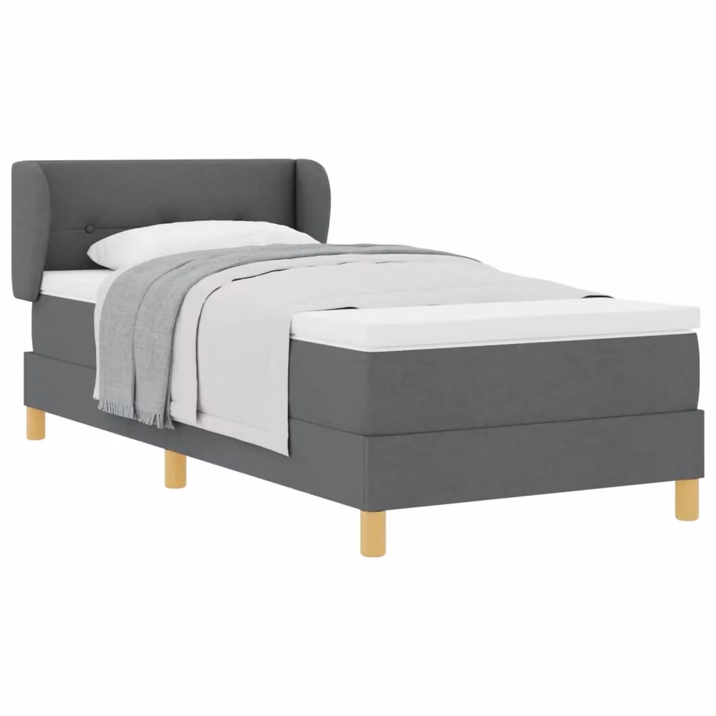 Letto a molle con testiera vidaXL in tessuto grigio, L/P: 90 x 190 cm – 2