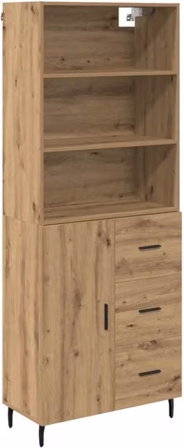 Credenza | Madia | Buffet da pranzo | Armadio da pranzo con cassetto Rovere artigianale 69,5 x 34 x 180 cm