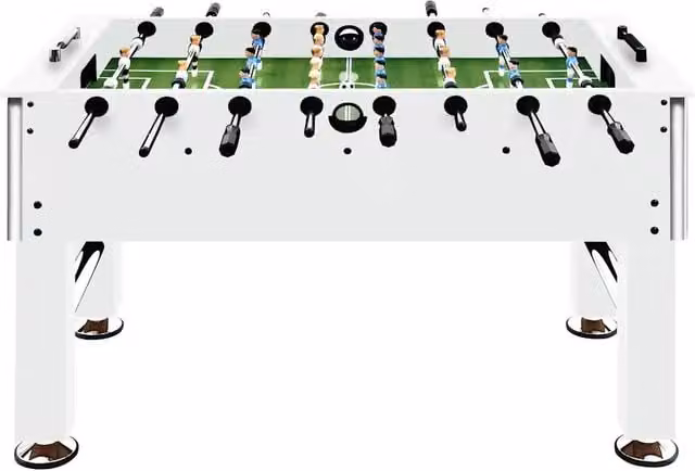 Tavolo Calcio Balilla vidaXL in Acciaio e Legno, Bianco, L 140 x P 74,5 x H 87,5 cm