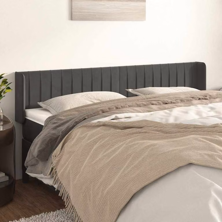 Testiera ad orecchio vidaXL in velluto grigio scuro L: 183 cm, P: 16 cm, H: 78-88 cm