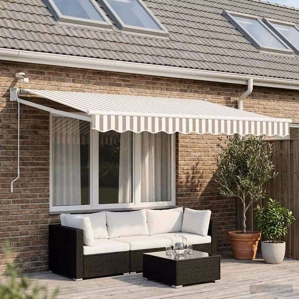 Tettuccio elettrico retrattile vidaXL in alluminio e poliestere, colore grigio chiaro e bianco