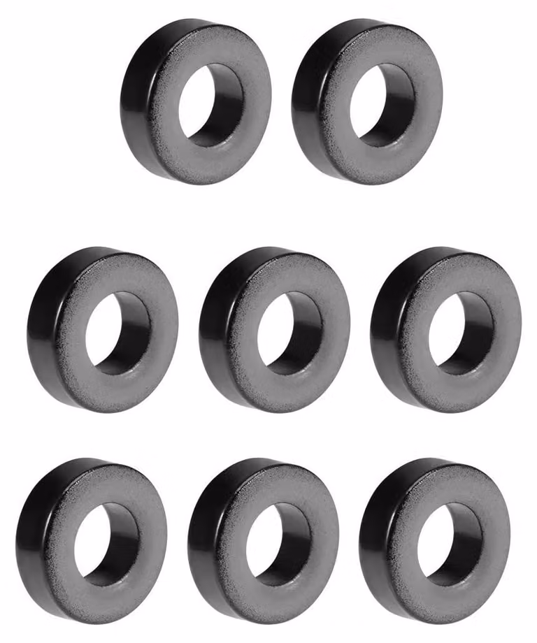 8 nuclei toroidali in ferrite, dimensioni 9,2 x 18 x 6,5 mm