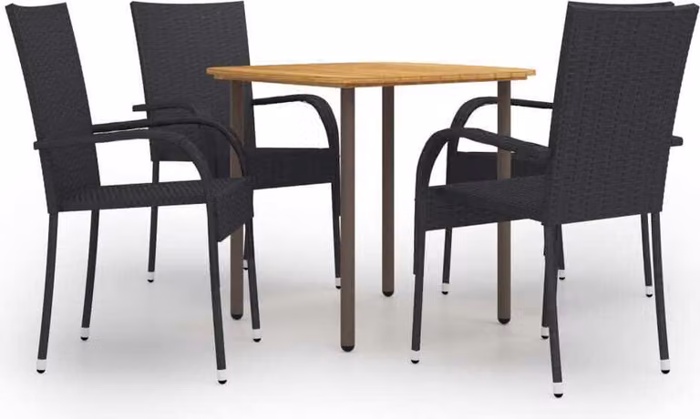 Maison Exclusive - Set Mobili da Pranzo Giardino 5 pz in Polyrattan Nero