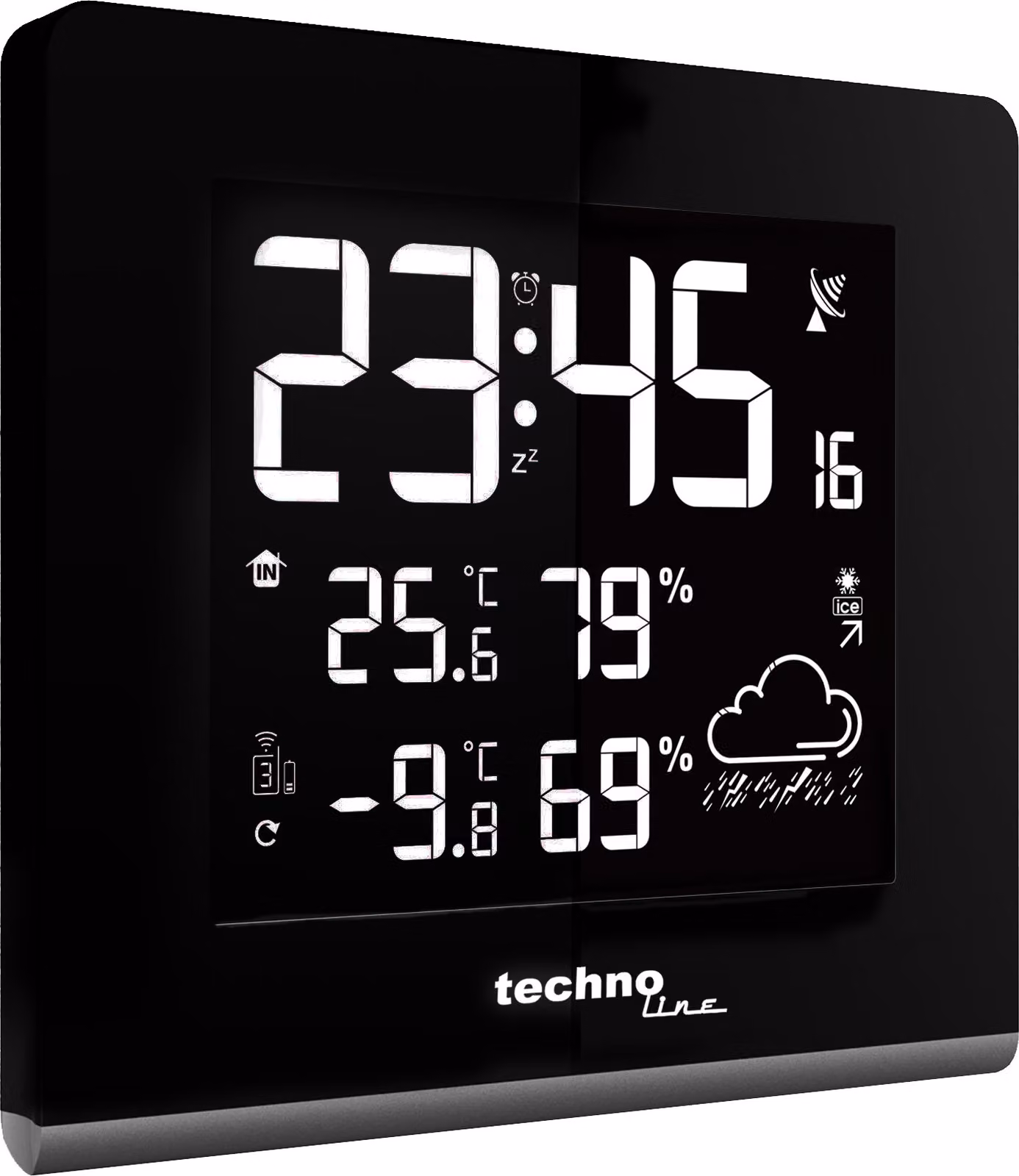 TECHNOTRADE WS 9065 stazione climatica ambiente nero-argento, colore:nero-argento