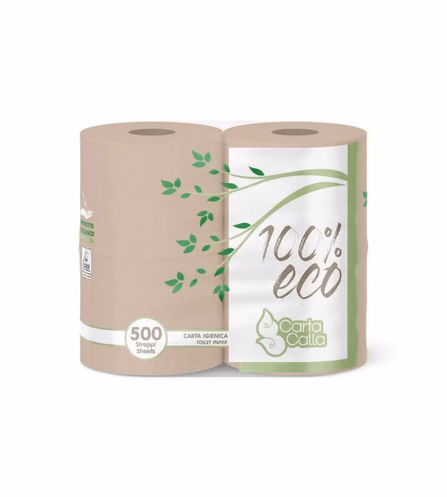 Carta Igienica Ecologica 4pz - 500 Strappi Morbida e Sostenibile