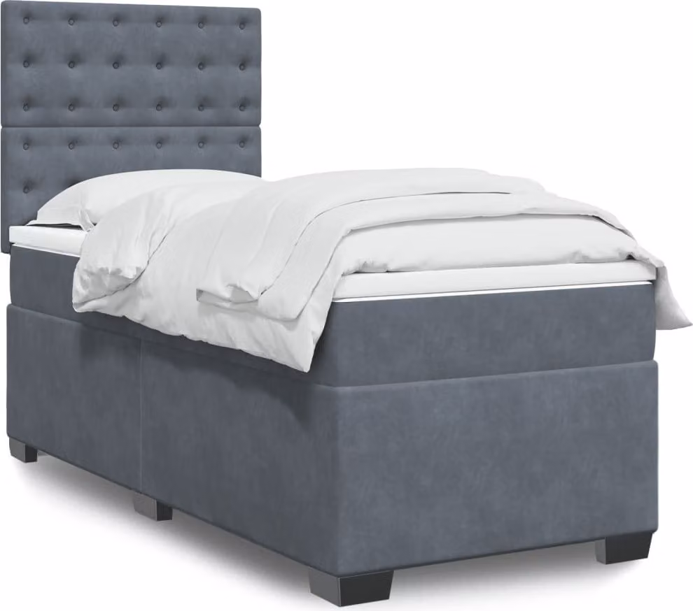 Maison Exclusive - Giroletto a Molle con Materasso Grigio Scuro 90x190 cm Velluto