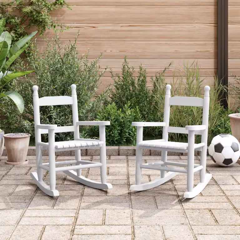 Set di 2 sedie a dondolo per bambini vidaXL in legno di pioppo bianco laccato