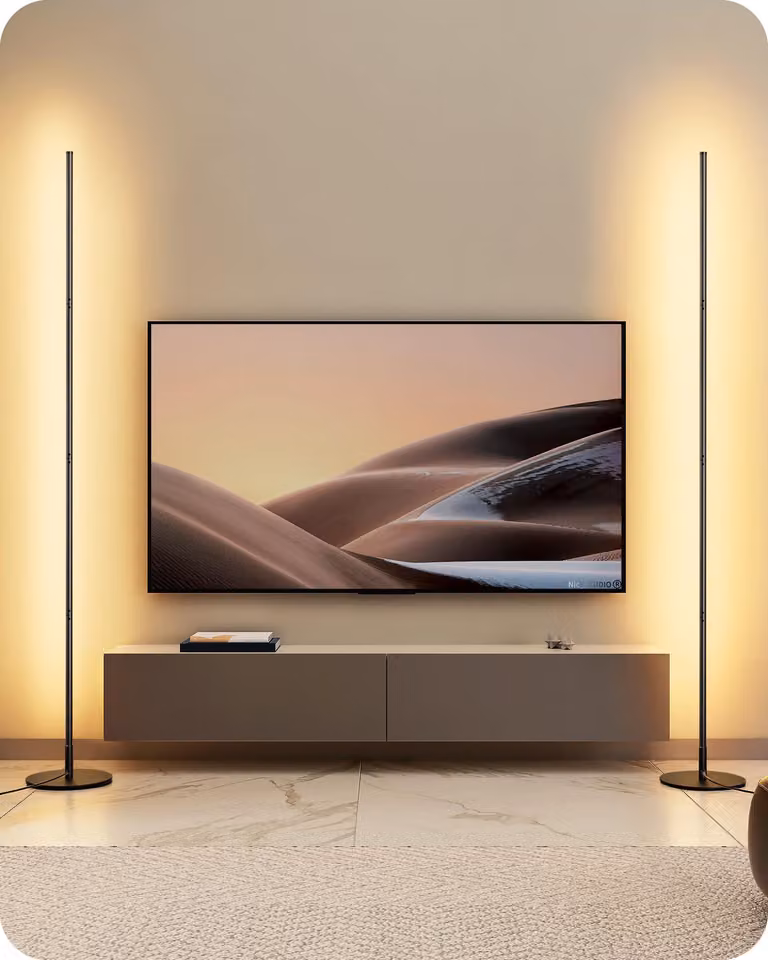 2 lampade da terra, ideali per il soggiorno, con tecnologia LED dimmerabile, luce calda (3000K), regolabili fino a 146 cm, design moderno