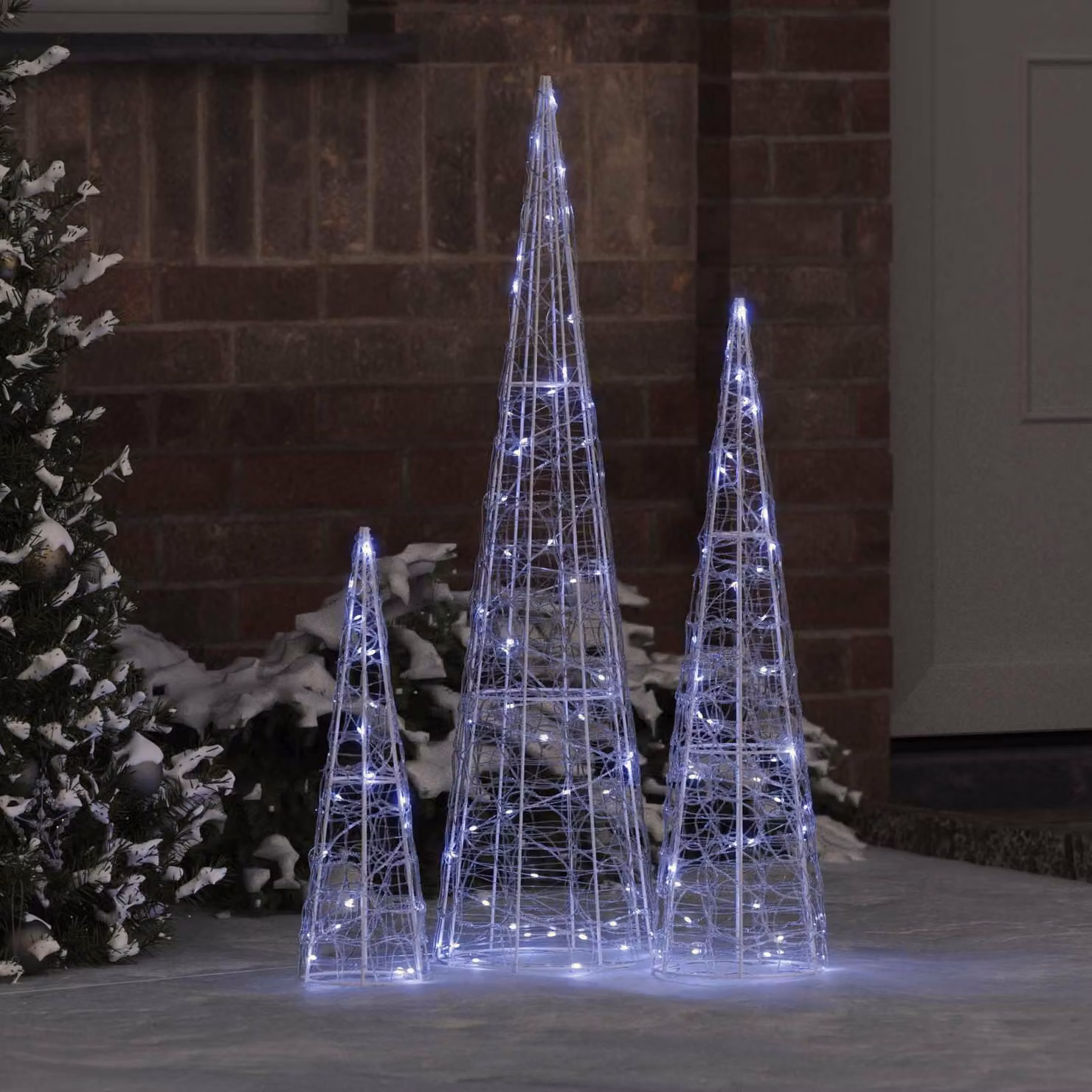 Maison Exclusive - Albero di Natale, confezione da 3, 90 LED bianchi freddi, 20 x 20 x 80 cm, in acrilico