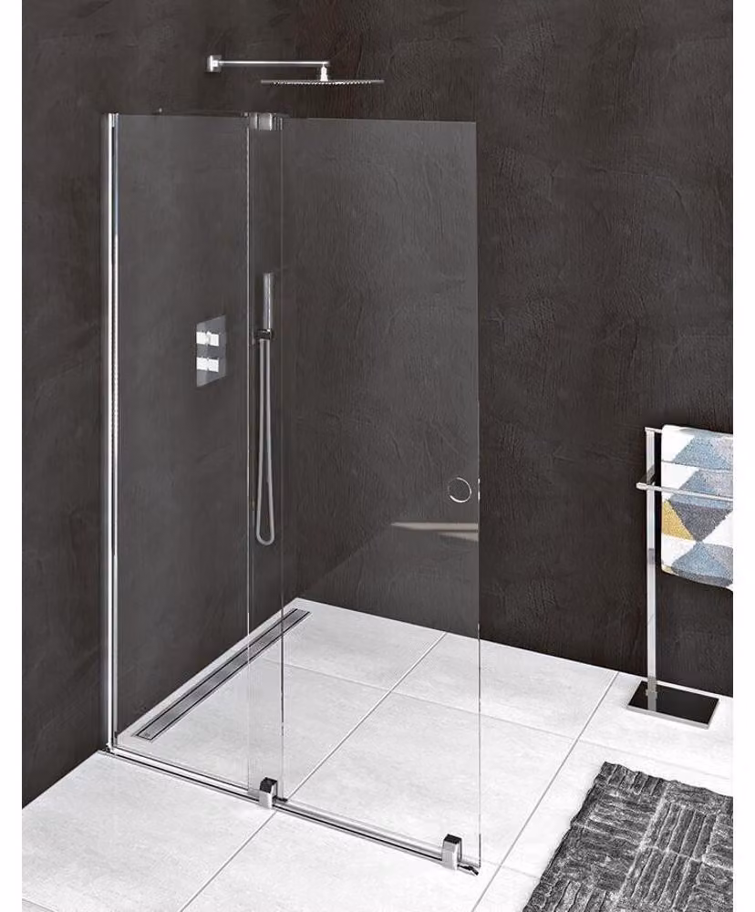 Polysan Modular Shower - Parete doccia scorrevole 1000 mm, con guide, alluminio lucido/vetro trasparente MS5-100