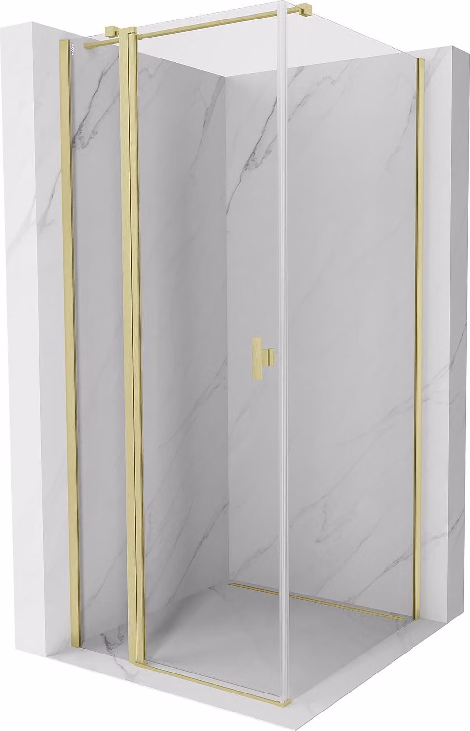 Mexen Mist T cabina doccia apribile 75 x 75 cm, trasparente, oro spazzolato - 8A4T-075-075-55-00