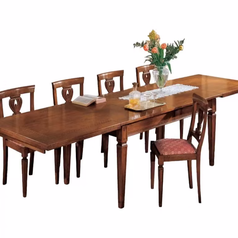Tavolo allungabile rettangolare classico Greca Bassano in legno marrone Mobili 2G L: 160 cm, P: 90 cm, H: 78 cm