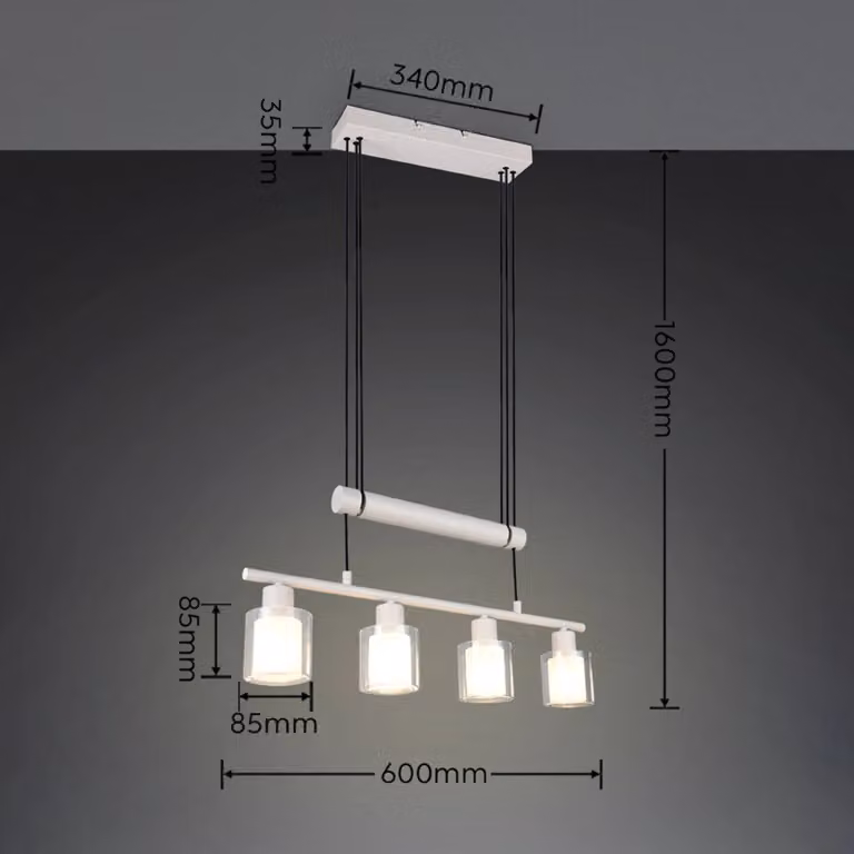 Reality Leuchten Lampada a sospensione Neralo, dimmerabile, Alluminio / Grigio / Zincato, Soggiorno / Sala da pranzo, Metallo, Lampada a sospensione