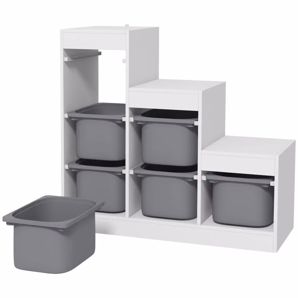 Mobile portagiochi per bambini Xylo con 6 cassetti amovibili grigio L: 96 cm, P: 38.5 cm, H: 90 cm – 2