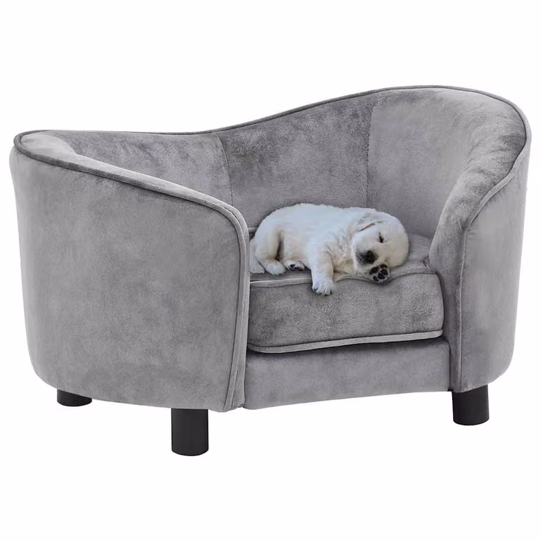 vidaXL Divano per Cani Grigio in Microfibra con Base in Legno e Copertura Rimovibile L: 69 cm, P: 49 cm, H: 40 cm